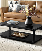 Arved Modern Solid Wood Coffee Table with Open Storage Compartment and Rounded Corners
