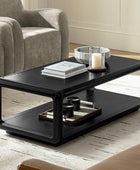 Arved Modern Solid Wood Coffee Table with Open Storage Compartment and Rounded Corners