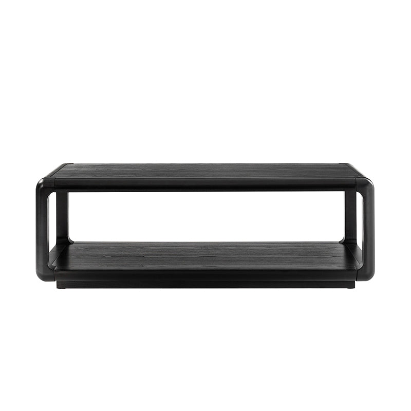 Arved Modern Solid Wood Coffee Table with Open Storage Compartment and Rounded Corners