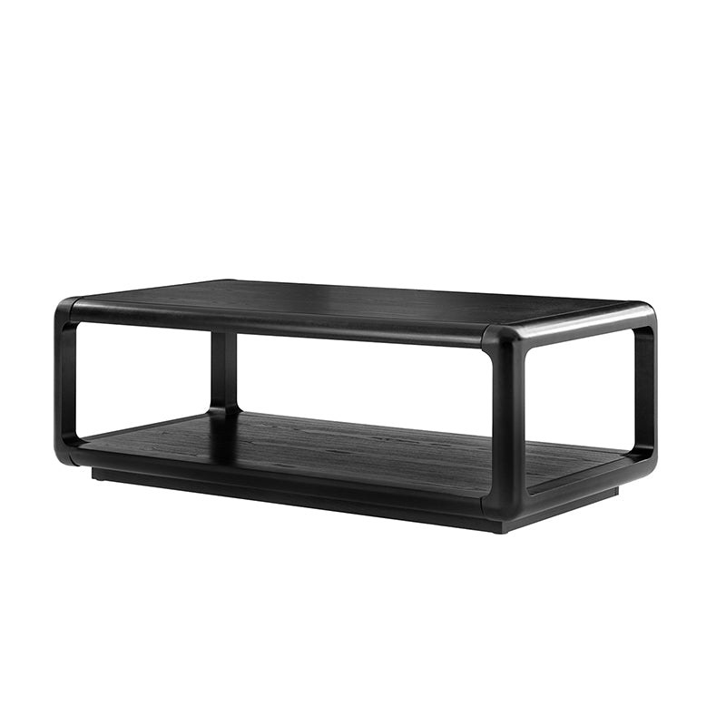 Arved Modern Solid Wood Coffee Table with Open Storage Compartment and Rounded Corners