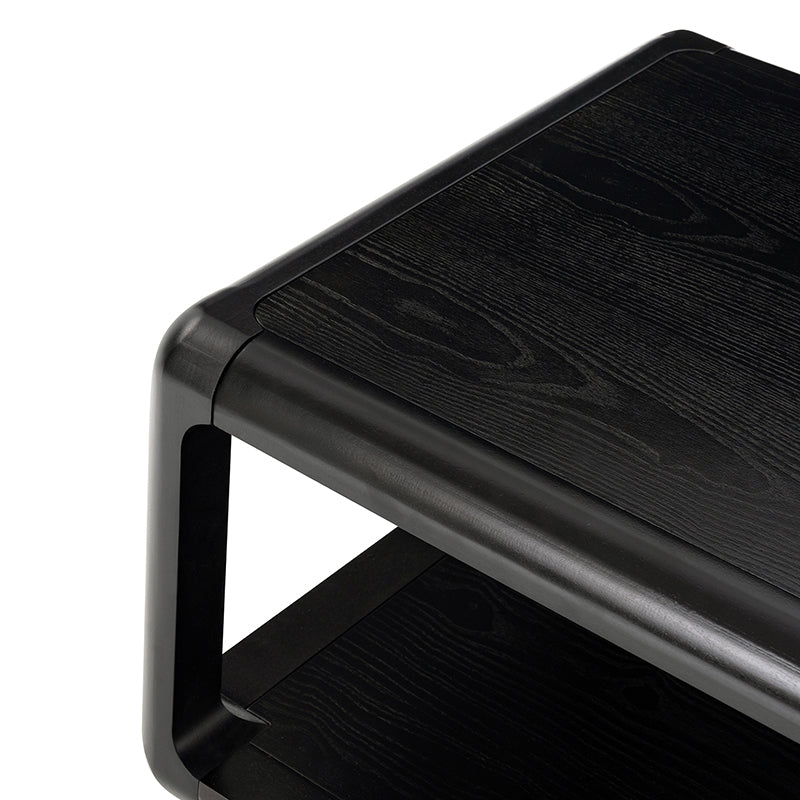 Arved Modern Solid Wood Coffee Table with Open Storage Compartment and Rounded Corners