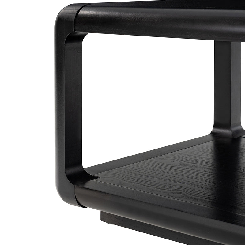 Arved Modern Solid Wood Coffee Table with Open Storage Compartment and Rounded Corners