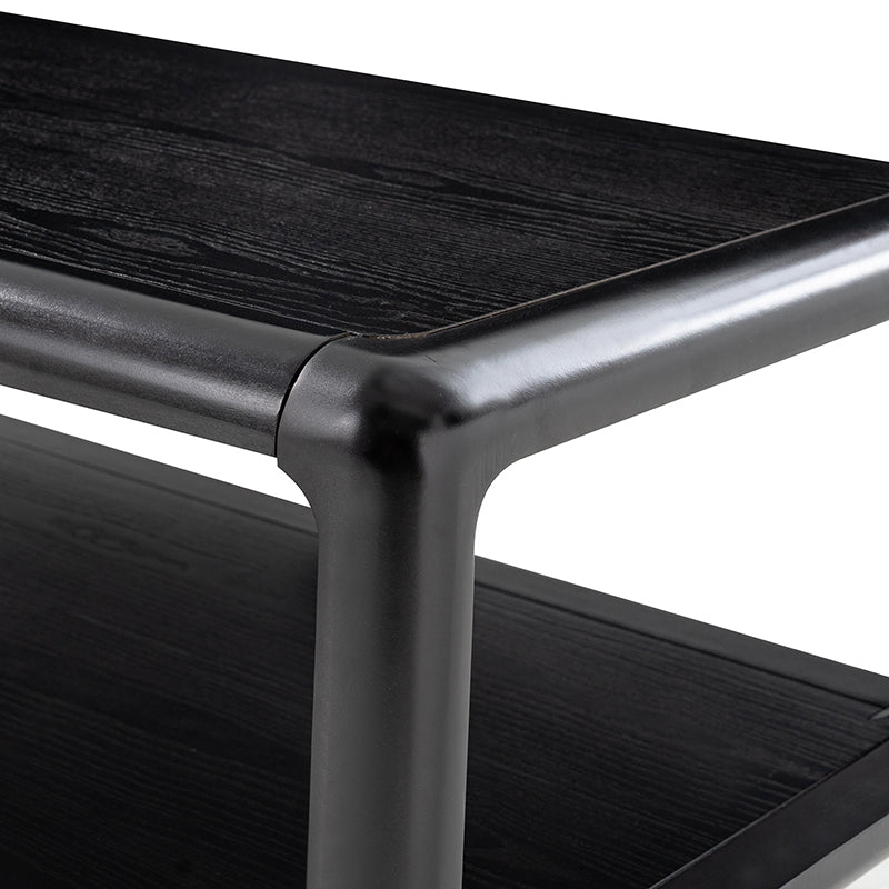 Arved Modern Solid Wood Coffee Table with Open Storage Compartment and Rounded Corners