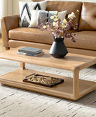 Arved Modern Solid Wood Coffee Table with Open Storage Compartment and Rounded Corners