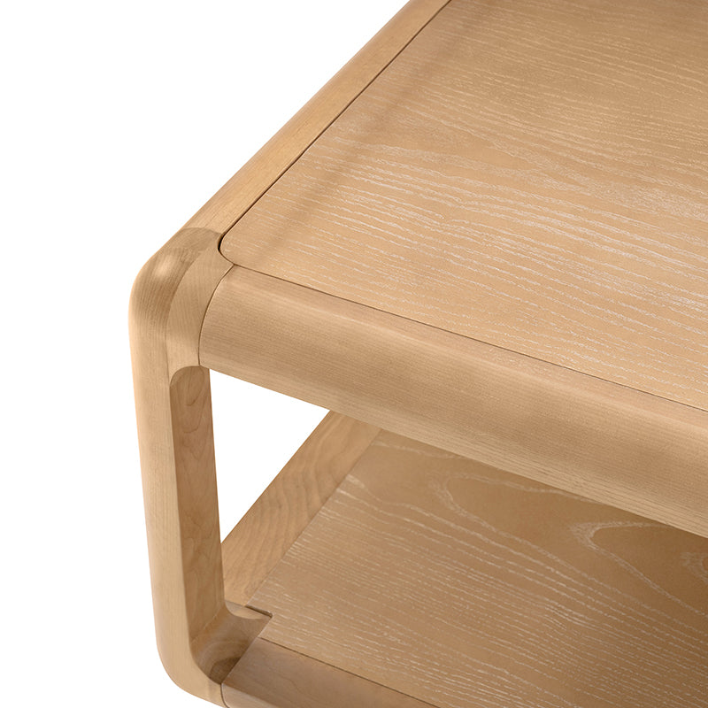 Arved Modern Solid Wood Coffee Table with Open Storage Compartment and Rounded Corners