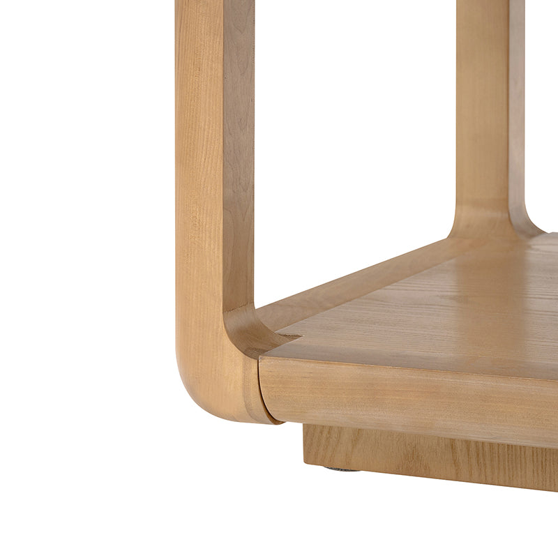 Arved Modern Solid Wood Coffee Table with Open Storage Compartment and Rounded Corners