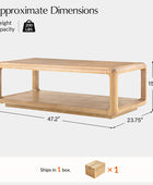 Arved Modern Solid Wood Coffee Table with Open Storage Compartment and Rounded Corners