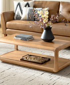 Arved Modern Solid Wood Coffee Table with Open Storage Compartment and Rounded Corners