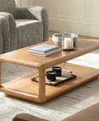 Arved Modern Solid Wood Coffee Table with Open Storage Compartment and Rounded Corners