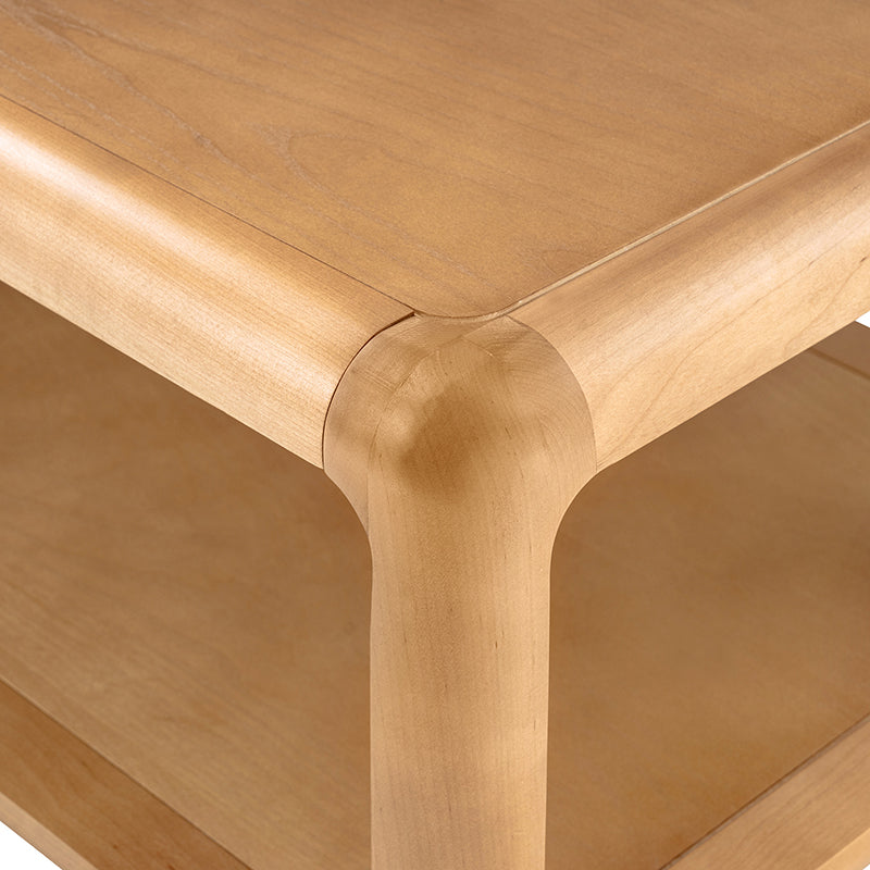 Arved Modern Solid Wood Coffee Table with Open Storage Compartment and Rounded Corners