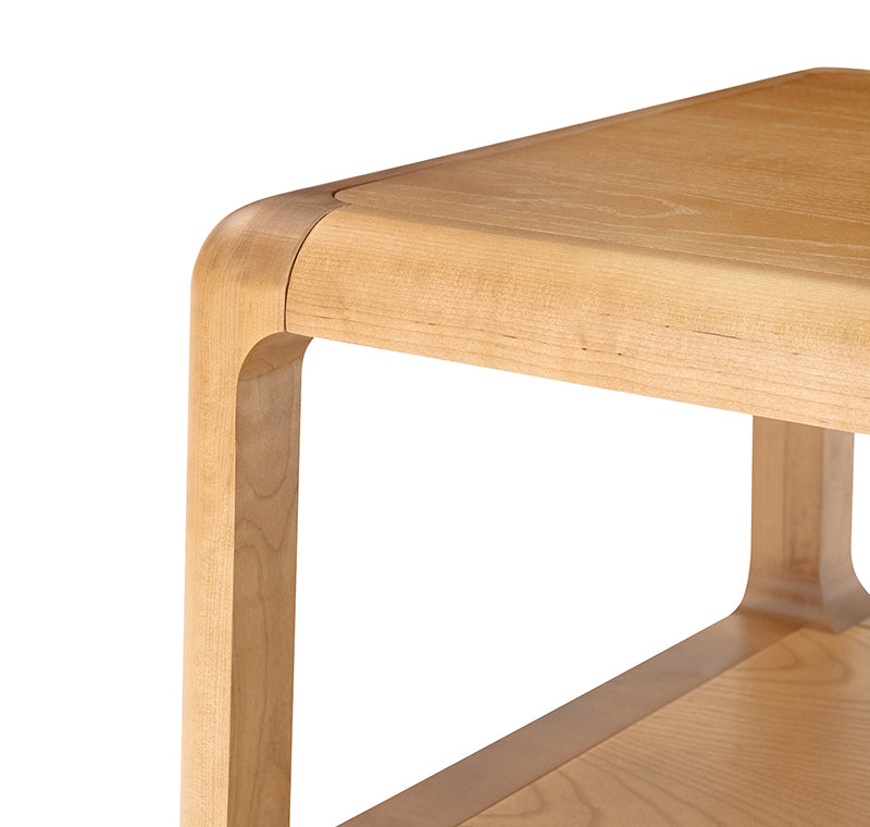 Arved Modern Solid Wood Coffee Table with Open Storage Compartment and Rounded Corners