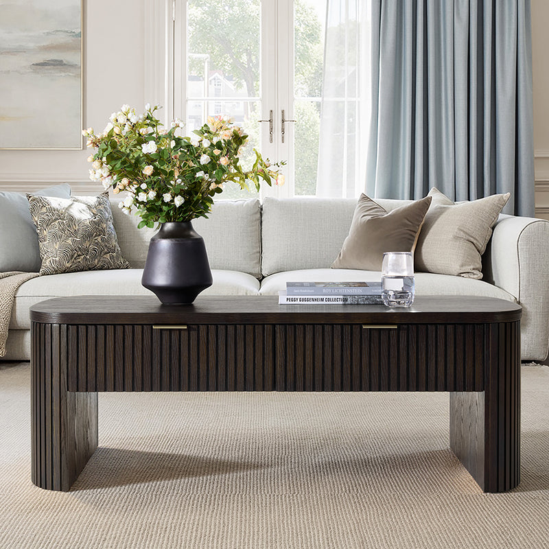 Filipo Modern Fluted Coffee Table with Drawers