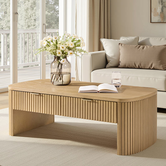 Filipo Modern Fluted Coffee Table with Drawers