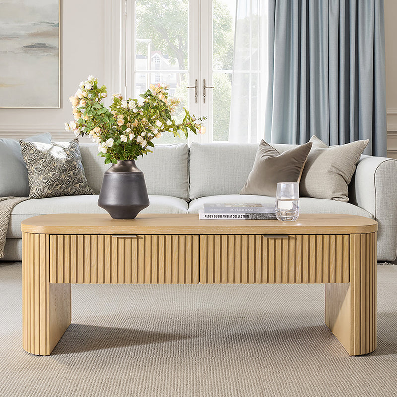 Filipo Modern Fluted Coffee Table with Drawers