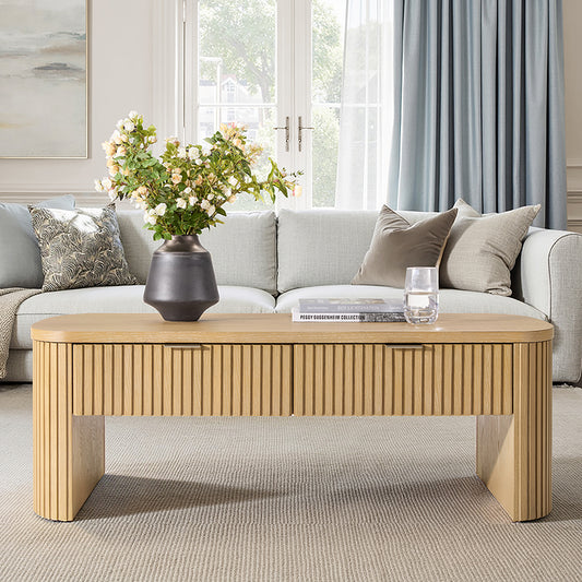 Filipo Modern Fluted Coffee Table with Drawers