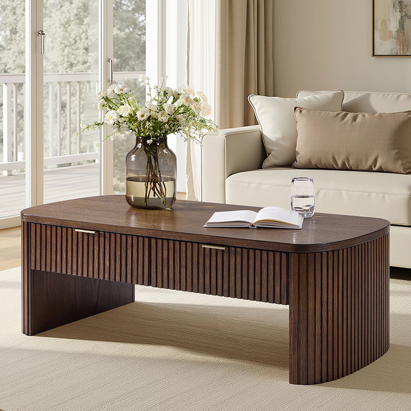 Filipo Modern Fluted Coffee Table with Drawers