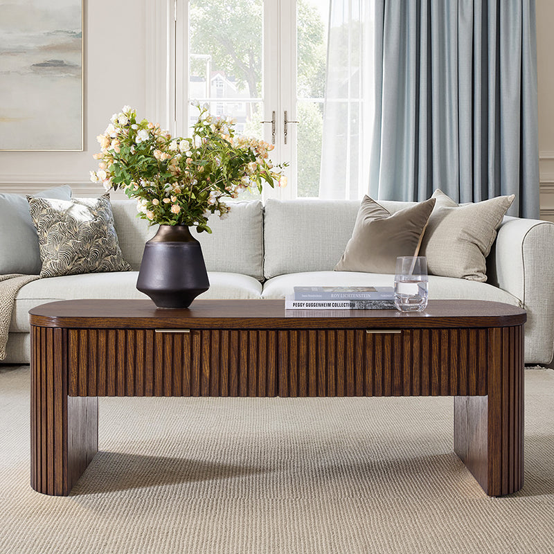 Filipo Modern Fluted Coffee Table with Drawers