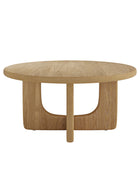 Gala Modern Round Coffee Table with Oak Veneer Top & Wood Legs