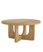 Gala Modern Round Coffee Table with Oak Veneer Top & Wood Legs