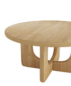 Gala Modern Round Coffee Table with Oak Veneer Top & Wood Legs
