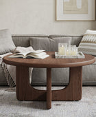 Gala Modern Round Coffee Table with Oak Veneer Top & Wood Legs
