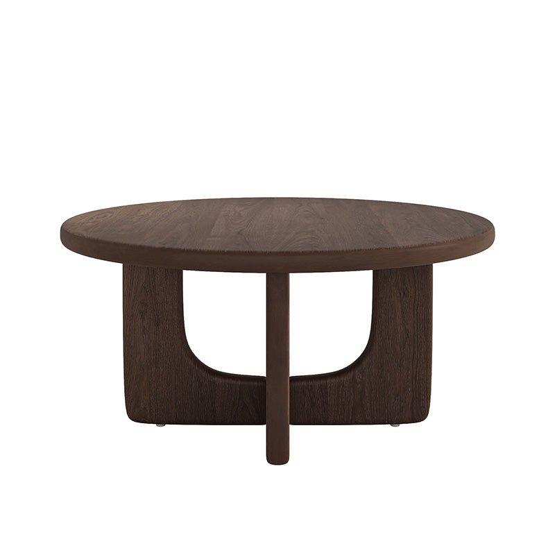Gala Modern Round Coffee Table with Oak Veneer Top & Wood Legs