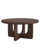 Gala Modern Round Coffee Table with Oak Veneer Top & Wood Legs