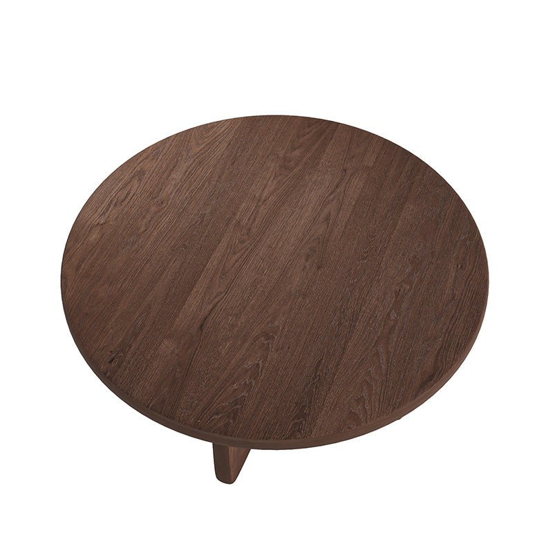 Gala Modern Round Coffee Table with Oak Veneer Top & Wood Legs