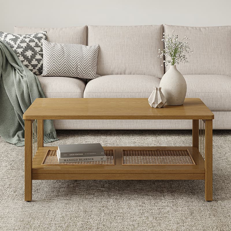 Epifan Mid-century Modern Woven Rope Storage Coffee Table