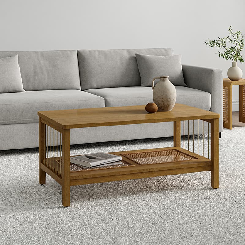 Epifan Mid-century Modern Woven Rope Storage Coffee Table