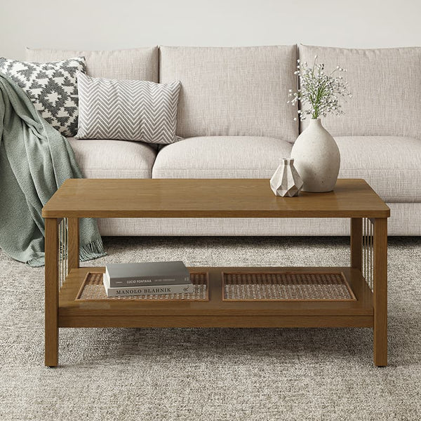 Epifan Mid-century Modern Woven Rope Storage Coffee Table