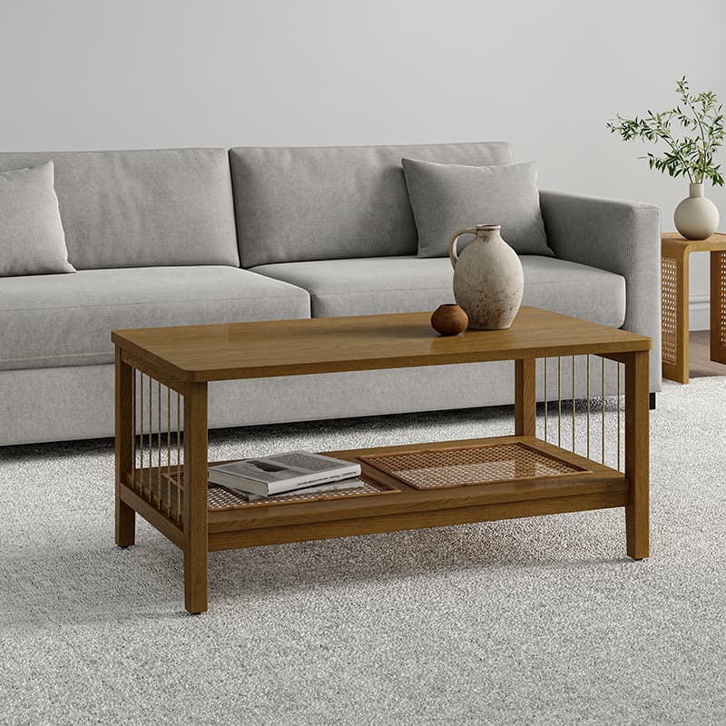 Epifan Mid-century Modern Woven Rope Storage Coffee Table