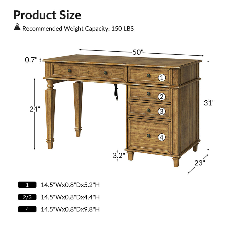 50 desk with drawers online