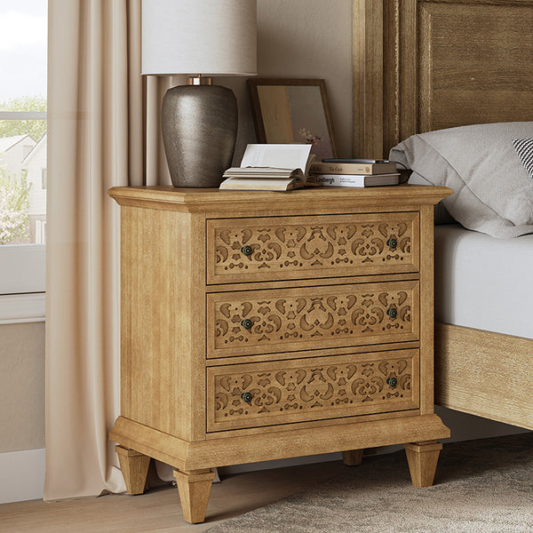 Colombo 3-Drawer Nightstand with Built-In Outlets(Optional Types)