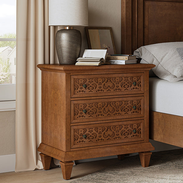 Colombo 3-Drawer Nightstand with Built-In Outlets(Optional Types)