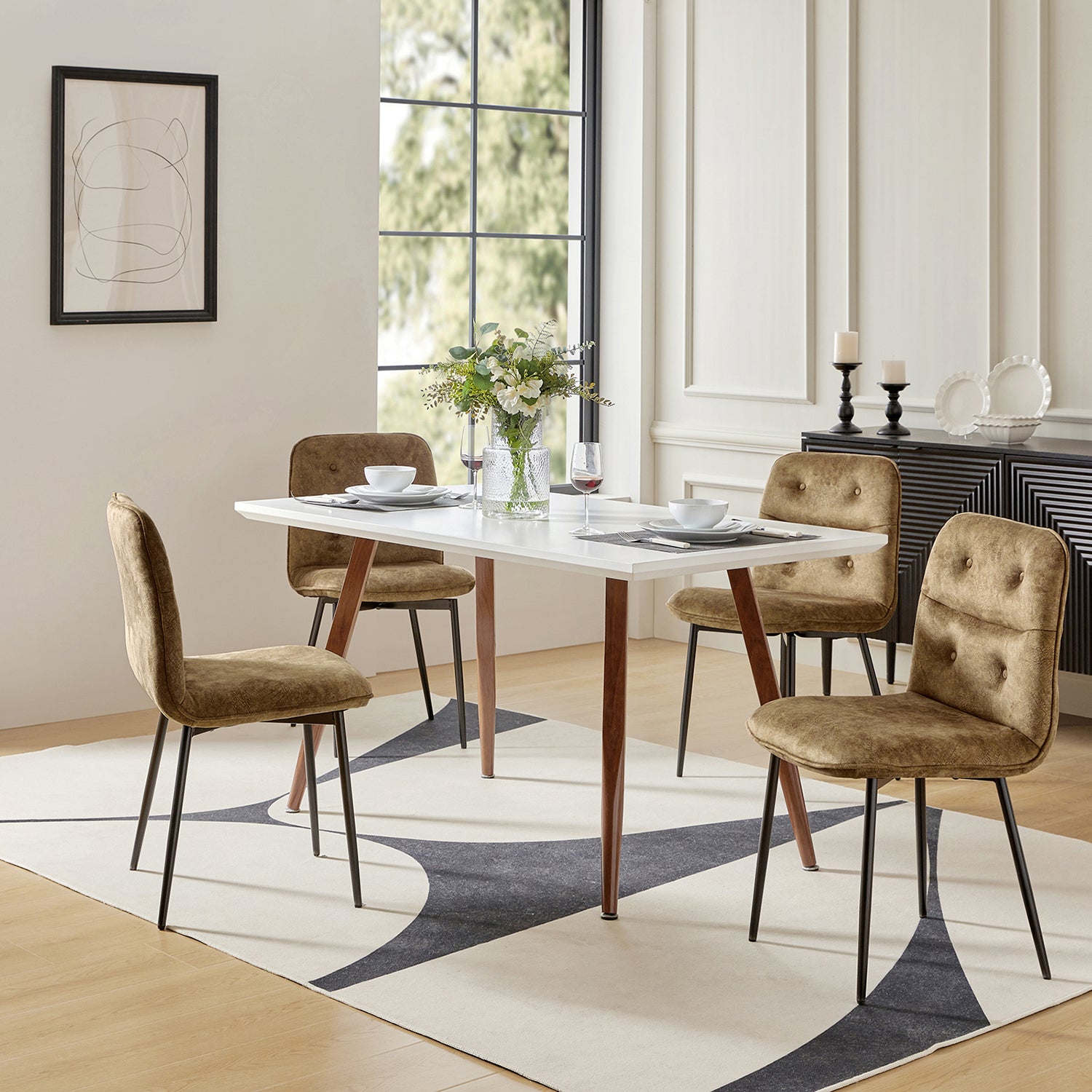 Annie Velvet Solid Back Dining Chair (Set of 4)