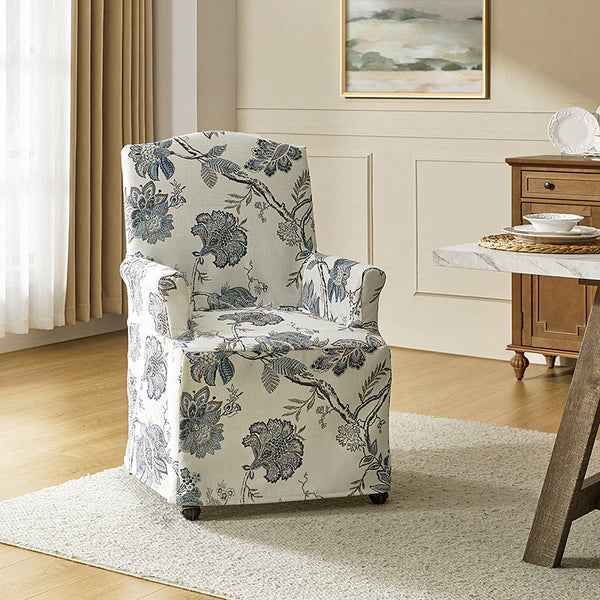 Agnes Traditional Upholstered Roll Arm Slipcovered Dining Chair