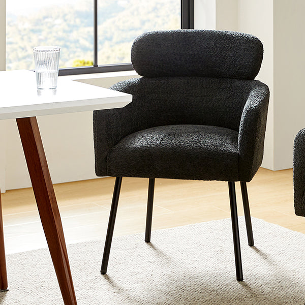 Anastasius Modern Boucle Dining Chair with Lambswool and Adjustable Feet