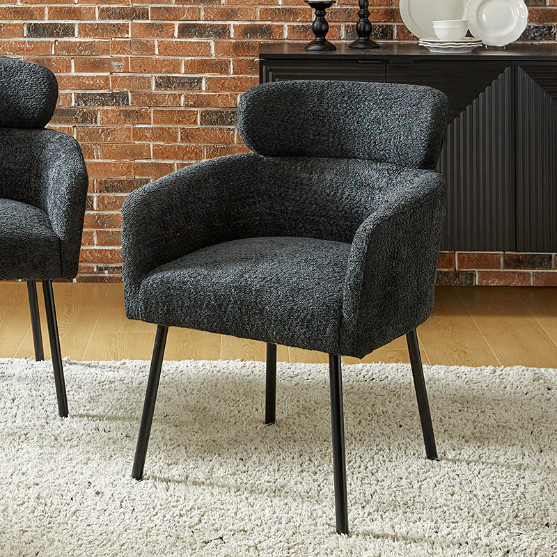 Anastasius Modern Boucle Dining Chair with Lambswool and Adjustable Feet