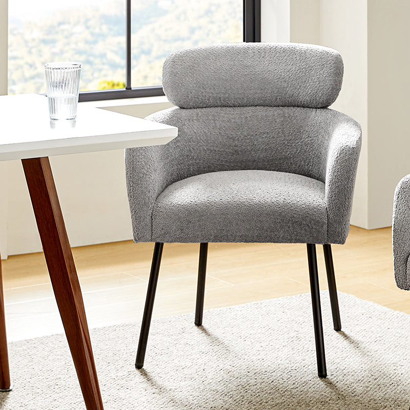 Anastasius Modern Boucle Dining Chair with Lambswool and Adjustable Feet