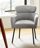 Anastasius Modern Boucle Dining Chair with Lambswool and Adjustable Feet