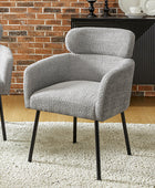 Anastasius Modern Boucle Dining Chair with Lambswool and Adjustable Feet