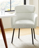 Anastasius Modern Boucle Dining Chair with Lambswool and Adjustable Feet