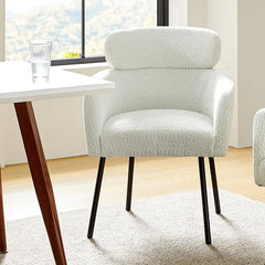 Anastasius Modern Boucle Dining Chair with Lambswool and Adjustable Feet