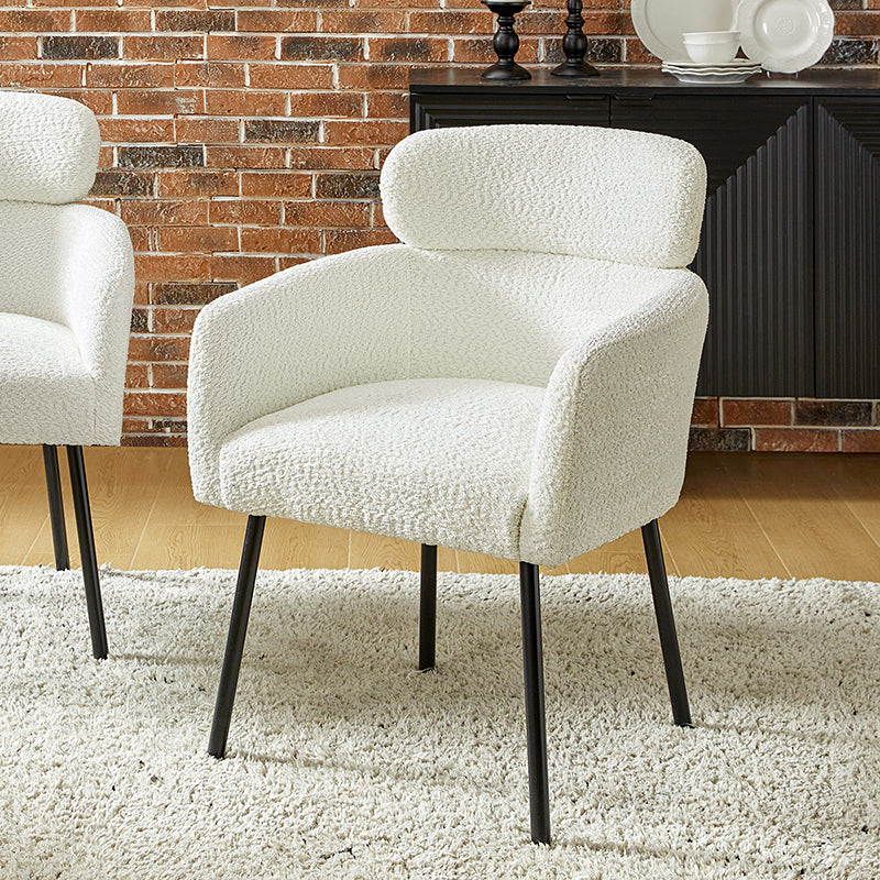 Anastasius Modern Boucle Dining Chair with Lambswool and Adjustable Feet