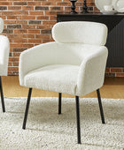 Anastasius Modern Boucle Dining Chair with Lambswool and Adjustable Feet