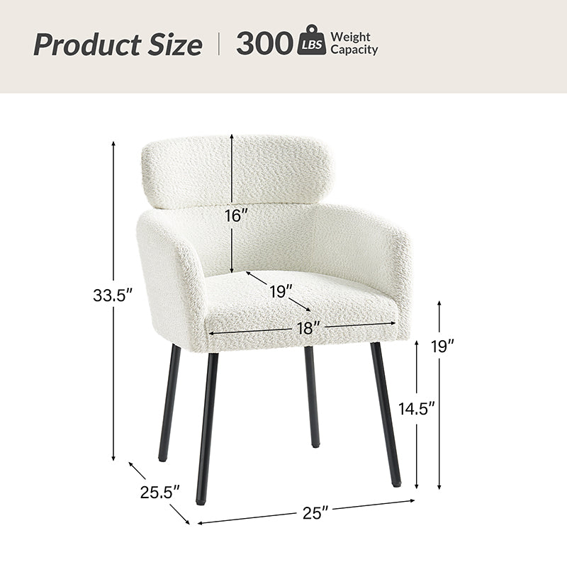 Anastasius Modern Boucle Dining Chair with Lambswool and Adjustable Feet