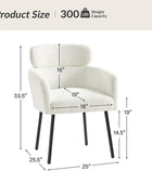 Anastasius Modern Boucle Dining Chair with Lambswool and Adjustable Feet