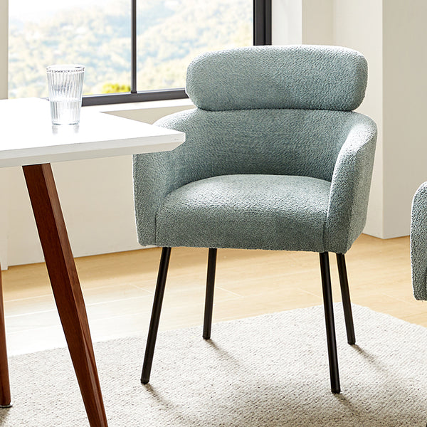 Anastasius Modern Boucle Dining Chair with Lambswool and Adjustable Feet