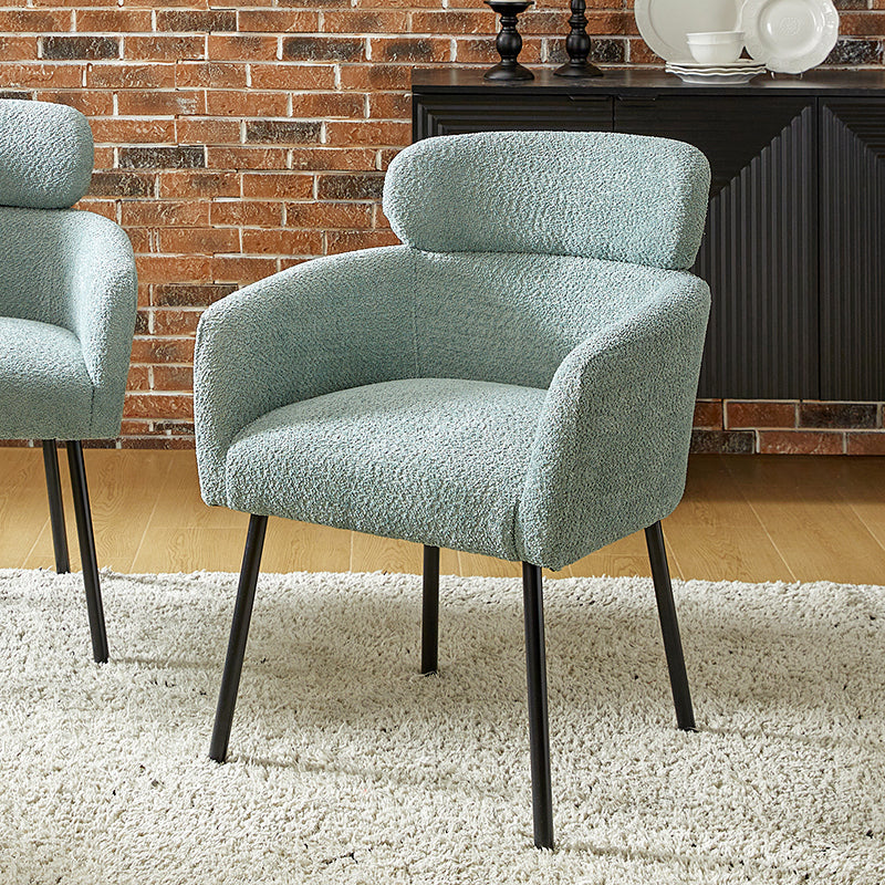 Anastasius Modern Boucle Dining Chair with Lambswool and Adjustable Feet